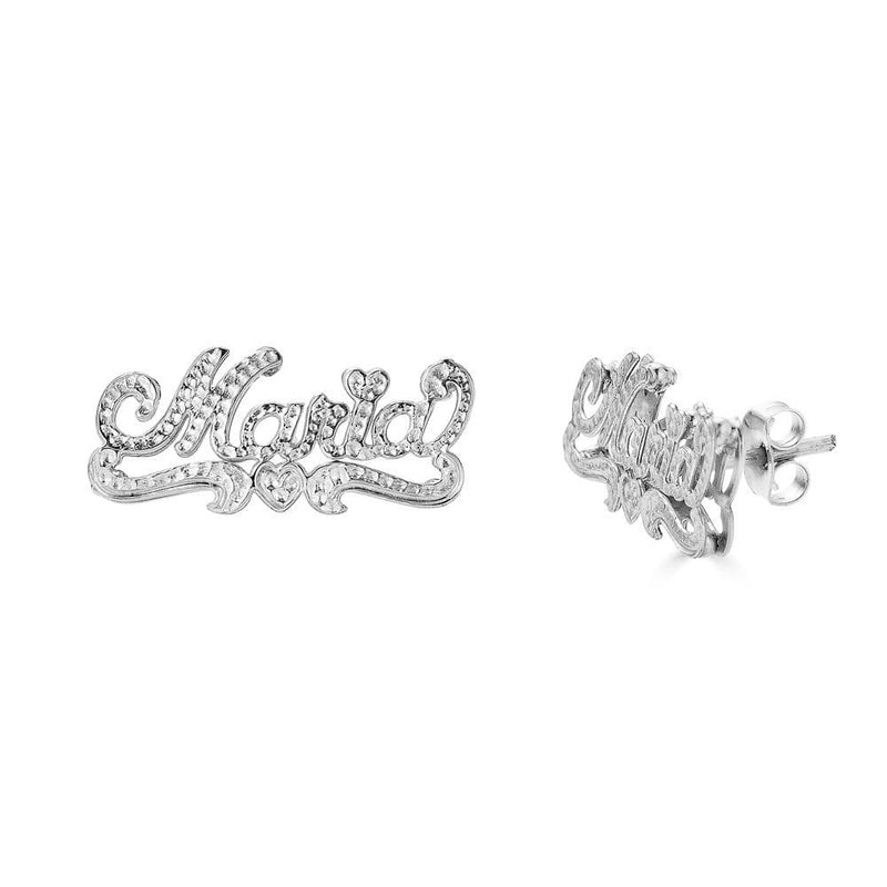 Ari&Lia 14K Earrings 14K White Gold 14K Double Plated Script Stud Name Earrings NE90594-14K-2-WG