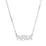 Ari&Lia 14K Name Necklace 14K White Gold 14K Block Mini Name Necklace NP90043-BLOCK-14K-WG