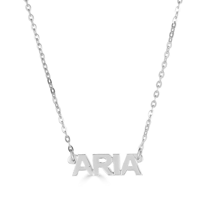 Ari&Lia 14K Name Necklace 14K White Gold 14K Block Mini Name Necklace NP90043-BLOCK-14K-WG
