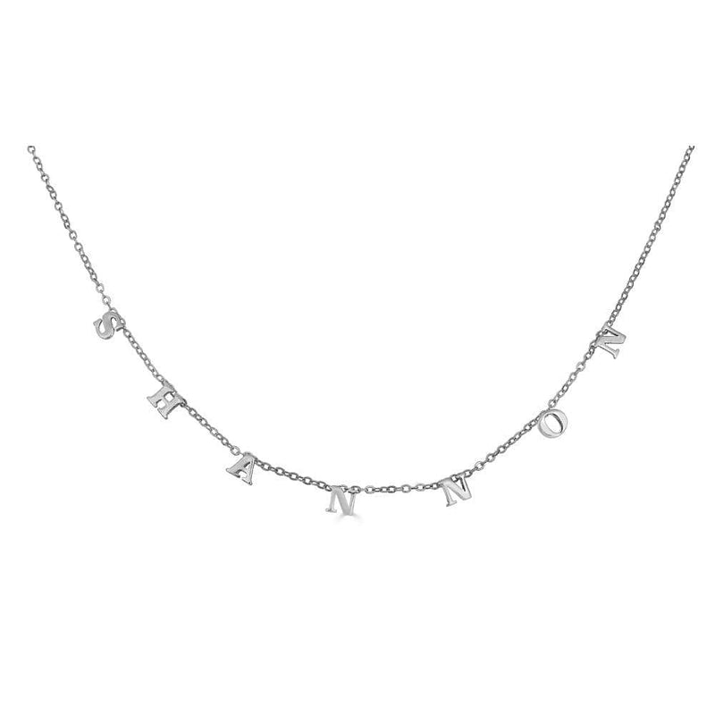 Ari&Lia 14K Name Necklace 14K White Gold 14K Block Spaced Out Name Necklace 5500-14K-WG