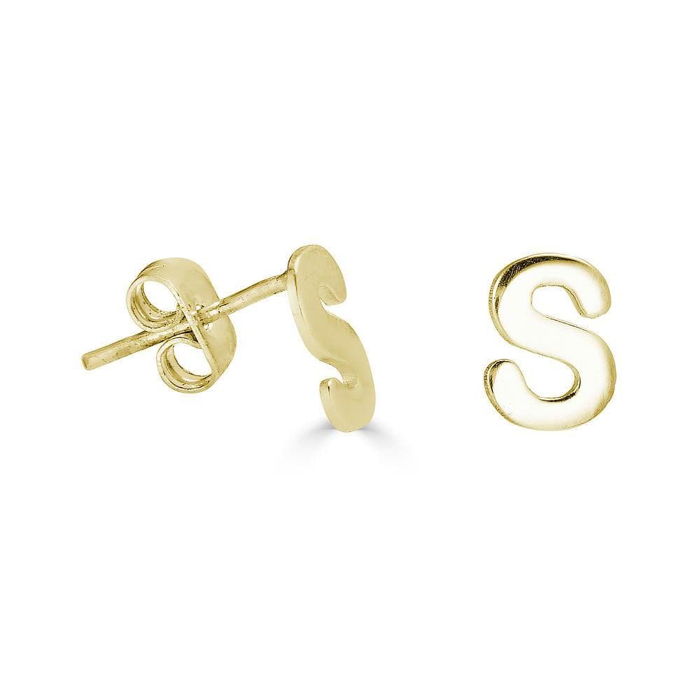 Initial Stud Earrings 14 Karat Gold