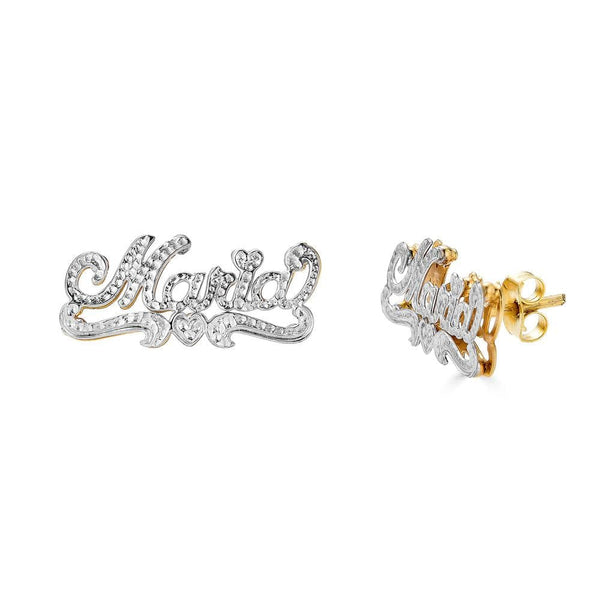 Ari&Lia 14K Earrings 14K Yellow Gold 14K Double Plated Script Stud Name Earrings NE90594-14K-1-YG