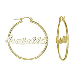 Ari&Lia 14K Earrings 14K Yellow Gold 14K Script Hoop Name Earrings NE90021-14K-YG