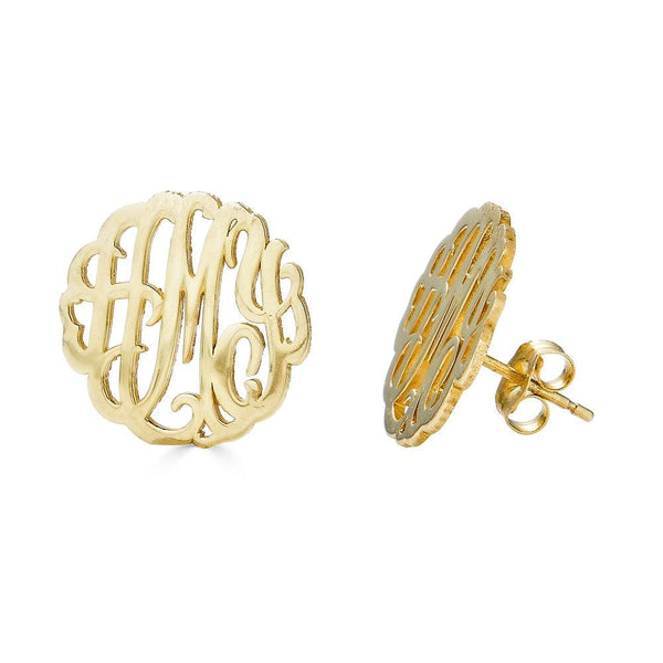 Ari&Lia 14K Earrings 14K Yellow Gold 14K Three letter script monogram Stud earrings 509-14K-YG