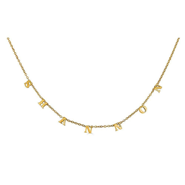 Ari&Lia 14K Kids Name Necklace 14K Yellow Gold 14K Block Kids Spaced Out Name Necklace 5500-14K-YG