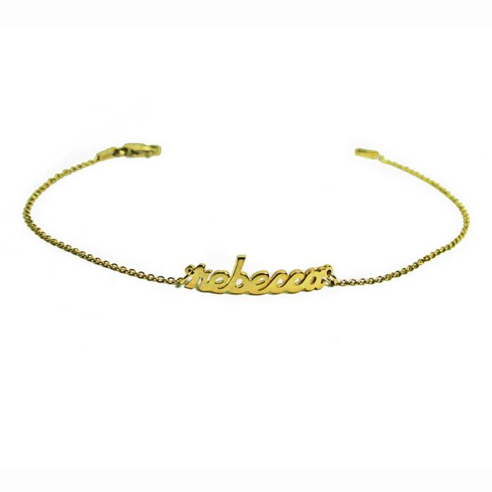 Ari&Lia 14K Kids Name Necklace 14K Yellow Gold 14K Mini Script Kids Name Bracelet NB90043-SCRIPT-14K-YG