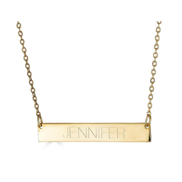 Ari&Lia 14K Name Necklace 14K Yellow Gold 14K Bar Necklace With Engraving NP90651-14K-YG