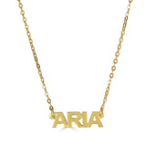 Ari&Lia 14K Name Necklace 14K Yellow Gold 14K Block Mini Name Necklace NP90043-BLOCK-14K-YG