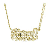 Ari&Lia 14K Name Necklace 14K Yellow Gold 14K Double Name Necklace With Diamond Accent All Over 08Q4031-14K-YG
