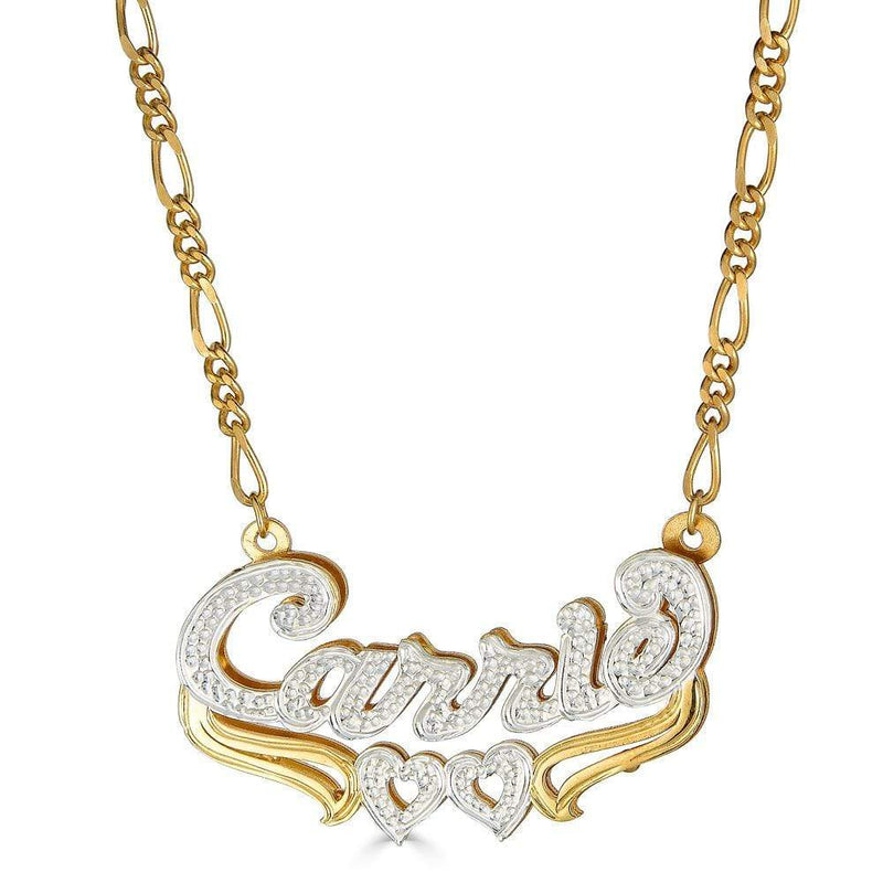 Ari&Lia 14K Name Necklace 14K Yellow Gold 14K Double Plated With Double Heart Underline NP30526-14K-YG