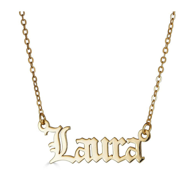 Ari&Lia 14K Name Necklace 14K Yellow Gold 14K Single Plated Gothic Name Necklace NP30578-14K-YG