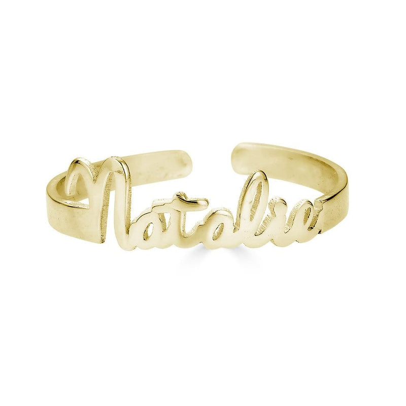 Ari&Lia 14K Name Rings 14K Yellow Gold 14K Mini Script Name Ring With Open Back NR91689-14K-YG