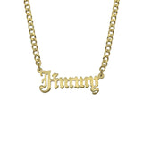 Ari&Lia CURB CHAINS 18K Gold Over Silver Boys Single Gothic Name Plate with Curb Chain NP30578-KIDS-GPSS