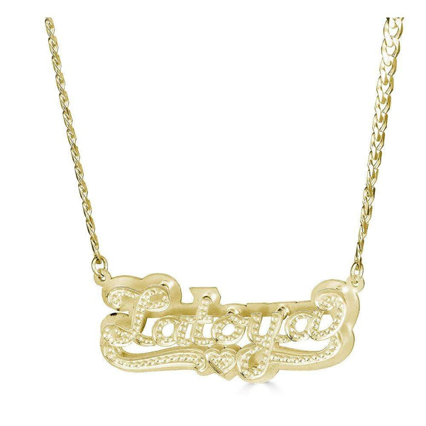 Ari&Lia CURB CHAINS 18K Gold Over Silver Diamond Accent Double Plated Name Necklace With Curb Chain NPGF101-Curb-GPSS
