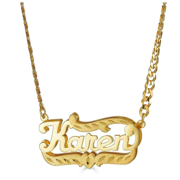 Ari&Lia CURB CHAINS 18K Gold Over Silver Diamond Cut Double Plated Name Necklace With Curb Chain NP90588-Curb-GPSS