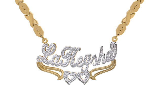 Ari&Lia CURB CHAINS 18K Gold Over Silver Double Plated Name Necklace With XO Chain NP201-S-GPSS