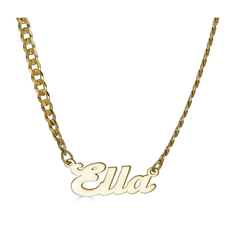 Ari&Lia CURB CHAINS 18K Gold Over Silver Kids Single High Polish Script Name Necklace With Curb Chain NP30541-Curb-GPSS