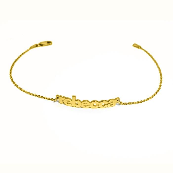 Ari&Lia Delicate 18K Gold Over Silver Block Mini Name Bracelet NB90043-BLOCK-GPSS