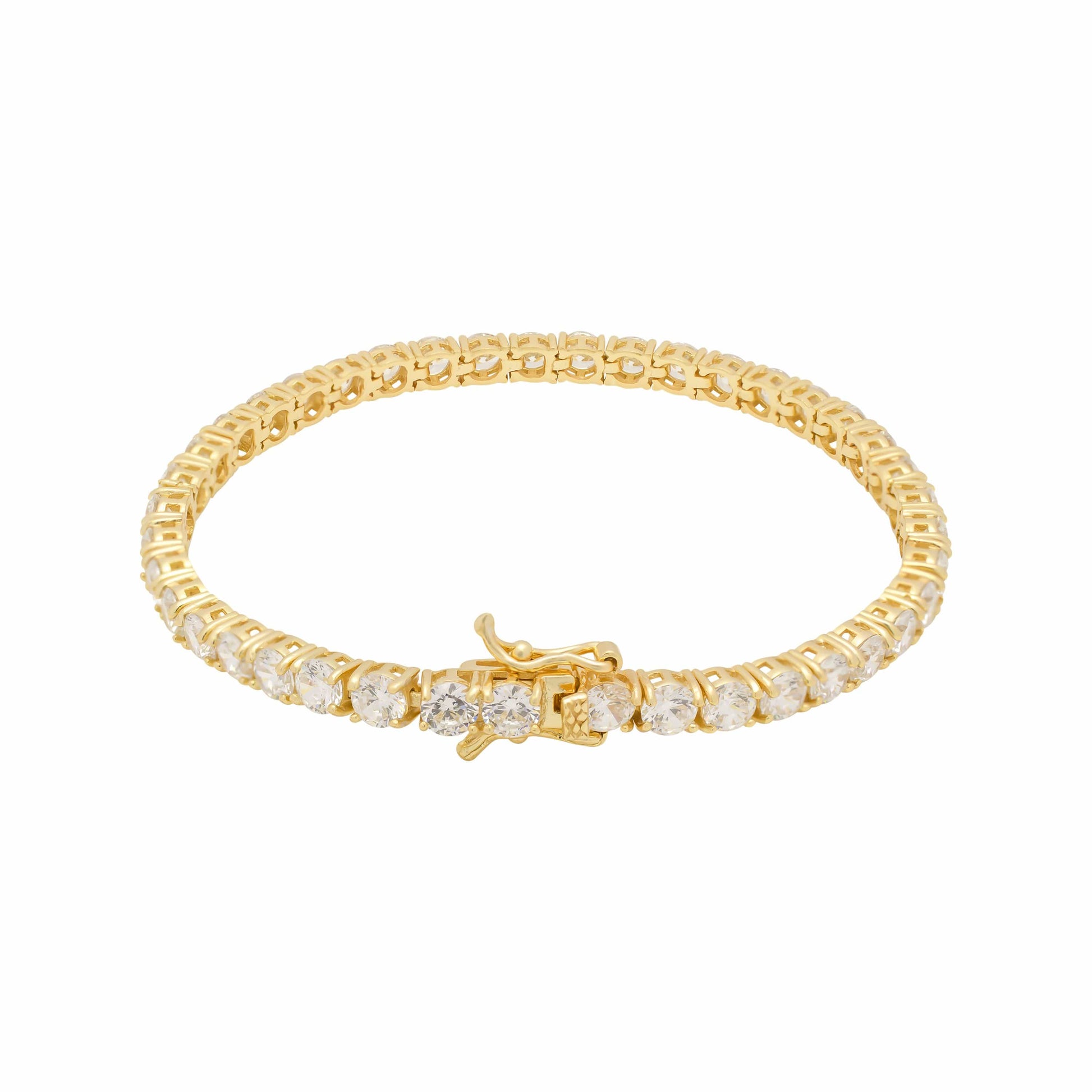 Ari&Lia Delicate Bracelets 18K Gold Over Silver Curb Bracelet with CZ Bar