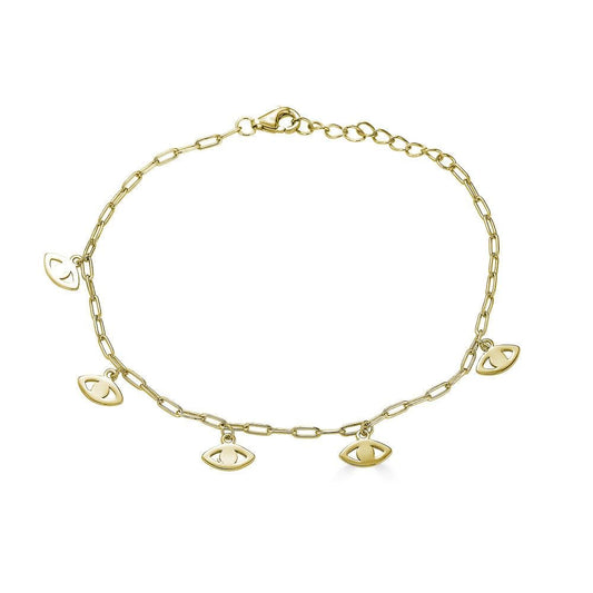 Ari&Lia Delicate Bracelets 18K Gold Over Silver Paper Clip Evil Eye Bracelet 10014-GPSS