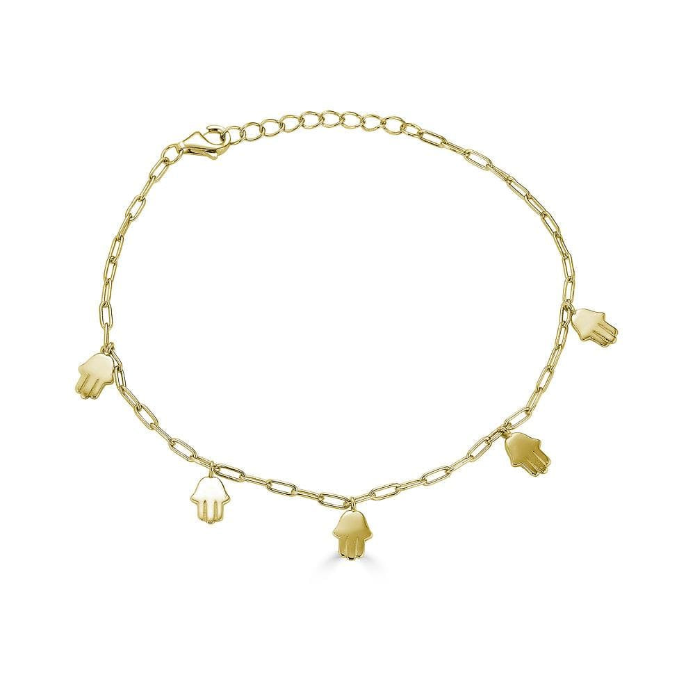 Ari&Lia Delicate Bracelets 18K Gold Over Silver Paper Clip Hamsa Bracelet 10015-GPSS