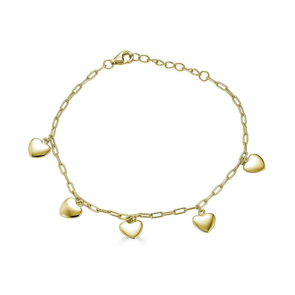 Ari&Lia Delicate Bracelets 18K Gold Over Silver Paper Clip Hearts Bracelet 10016-GPSS