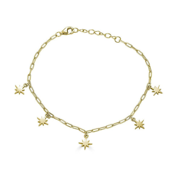 Ari&Lia Delicate Bracelets 18K Gold Over Silver Paper Clip Star Bracelet 10018-GPSS