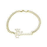 Ari&Lia Delicate 18K Gold Over Silver Crown Name Bracelet BRC30568-BRS-GPSS