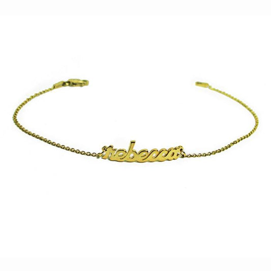 Ari&Lia Delicate 18K Gold Over Silver Script Mini Name Bracelet NB90043-SCRIPT-GPSS