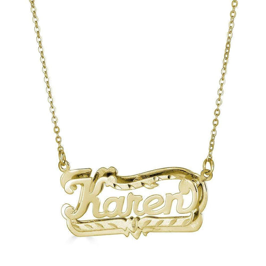 Ari&Lia Double Plated Necklaces 18K Gold Over Silver Diamond Cut Double Plated Name Necklace NP80047-GPSS