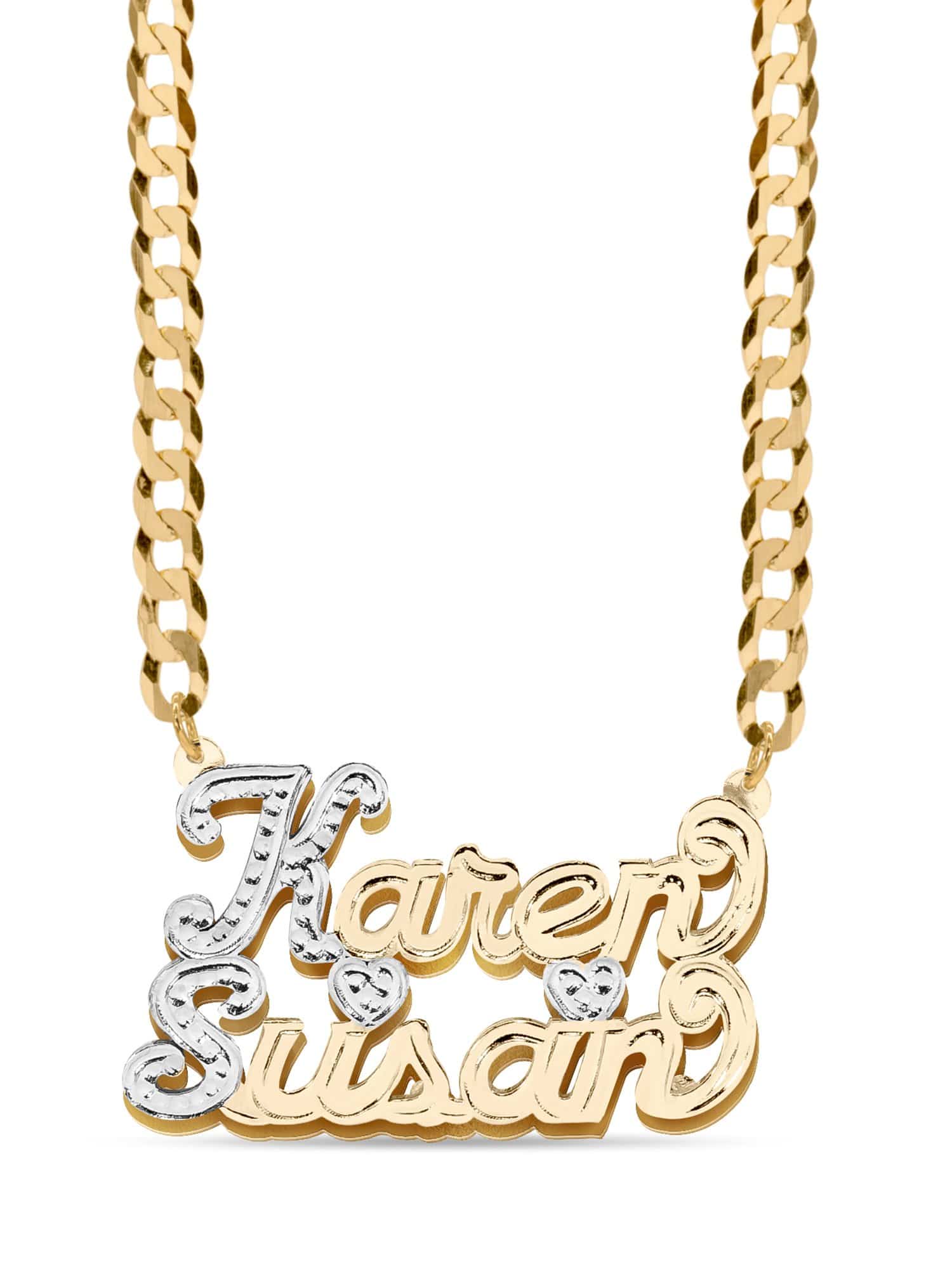 14k gold store two name necklace