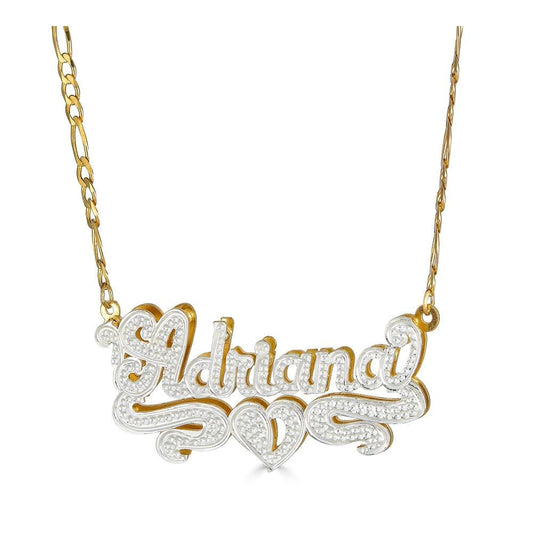 Ari&Lia Double Plated Necklaces 18K Gold Over Silver Double Plated With Diamond Accent NP90474-GPSS