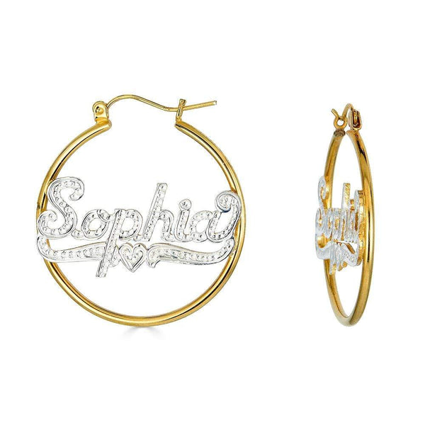 Ari&Lia Hoop Earrings 18K Gold Over Silver Hoop Earrings With Diamond Accent NE90464-GPSS