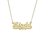 Ari&Lia Kids Name Necklace 18K Gold Over Silver Single Plated Kids Name Necklace with Brush Diamond Cut 01Q833-KIDS-GPSS