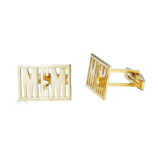 Ari&Lia MENS 18K Gold Over Silver Block Monogram Cufflinks CUFF-LINK38-GPSS
