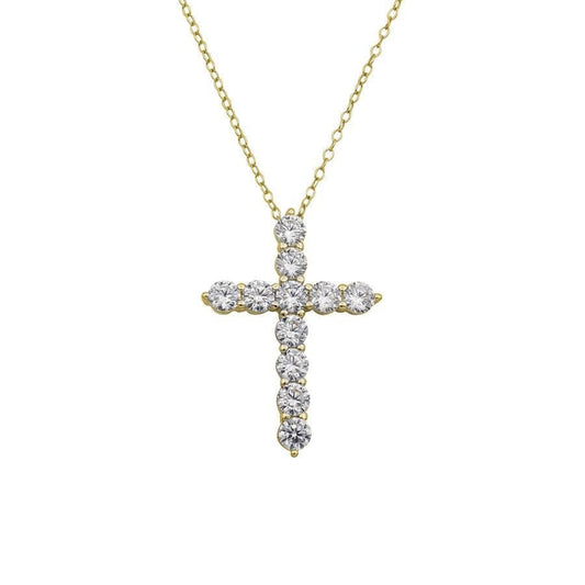 Ari&Lia MENS 18K Gold Over Silver Copy of Cross With 1.5 CT Cbic Zirconia
