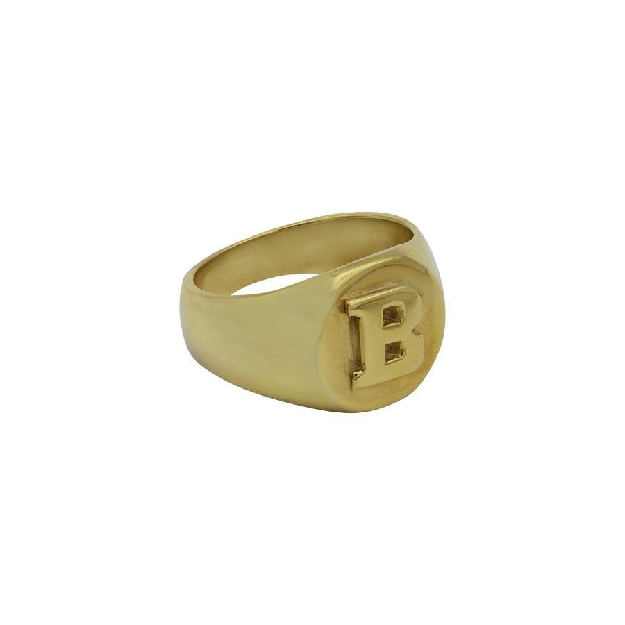 Ari&Lia Mens 18K Gold Over Silver Men's Signet Initial Ring 15QR1500-GPSS