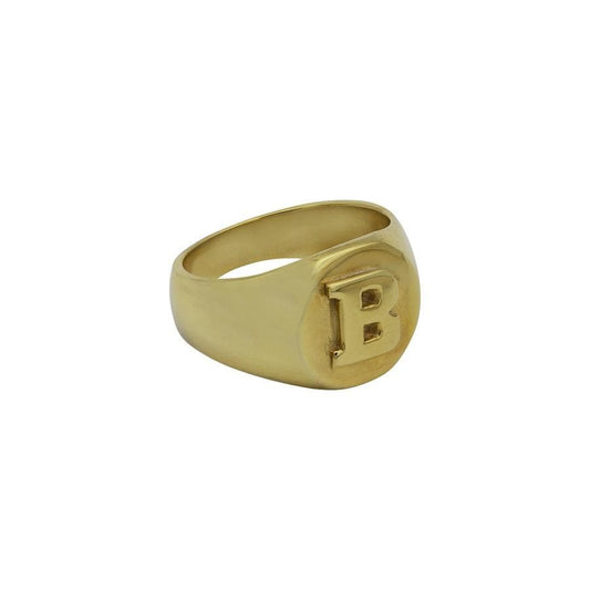 Ari&Lia Mens 18K Gold Over Silver Men's Signet Initial Ring 15QR1500-GPSS