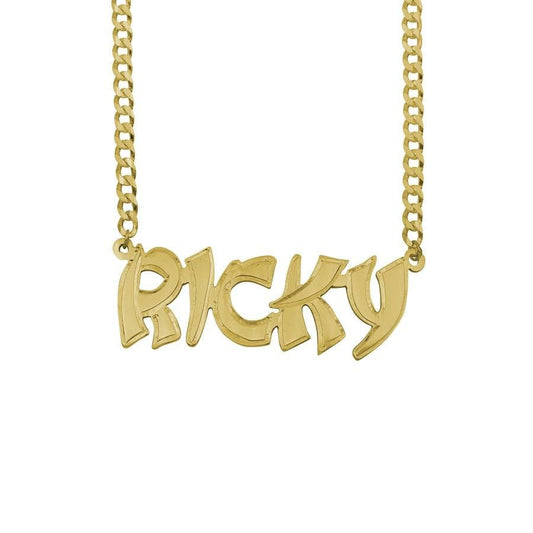 Ari&Lia MENS 18K Gold Over Silver Men’s Single Name Necklace with Curb Chain C614-GPSS