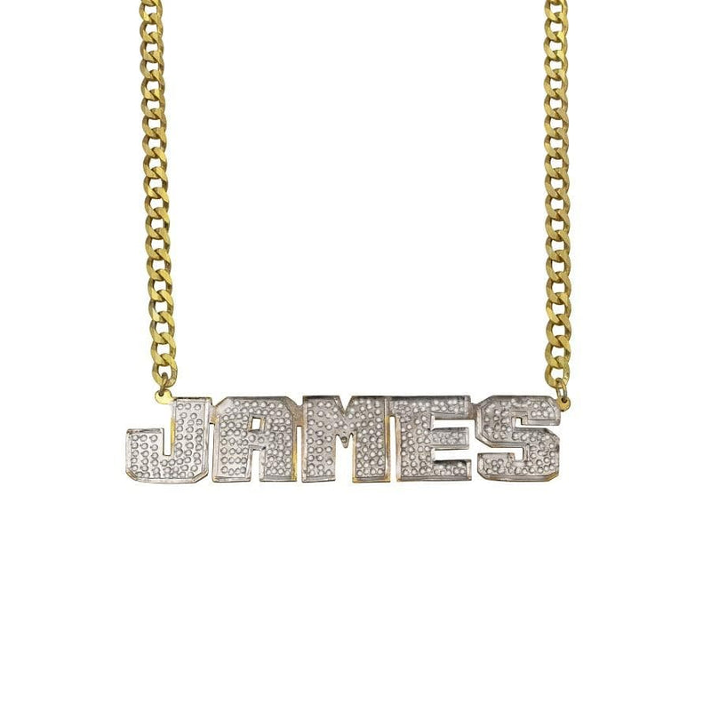 Ari&Lia MENS 18K Gold Over Silver Men's Single Plated Name Necklace With Curb Chain 897-CURB-GPSS