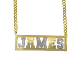Ari&Lia MENS 18K Gold Over Silver MENS SINGLE BLOCK NAME NECKLACE WITH CURB CHAIN GF-135-GPSS