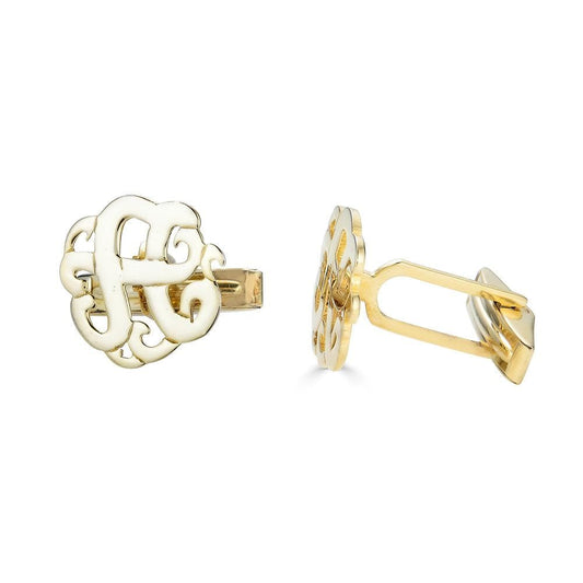 Ari&Lia MENS 18K Gold Over Silver Script Initial Cufflinks ZCL560-GPSS