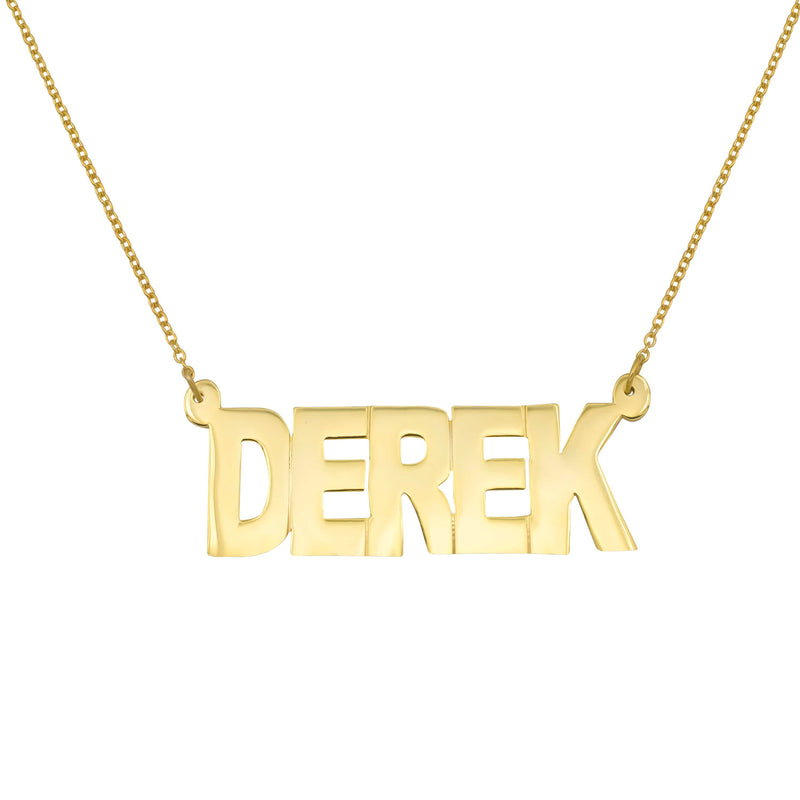 Ari&Lia MENS 18K Gold Over Silver Single Block Letters Men's Name Necklace NP90046-GPSS