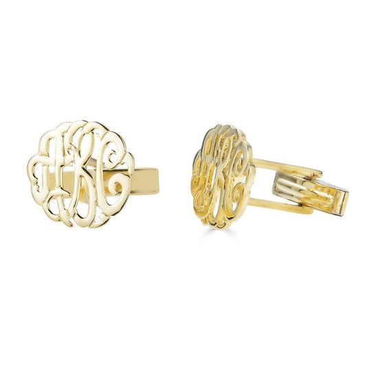 Ari&Lia MENS 18K Gold Over Silver Three Letter Script Initial Cufflinks CUFF-LINK61-GPSS