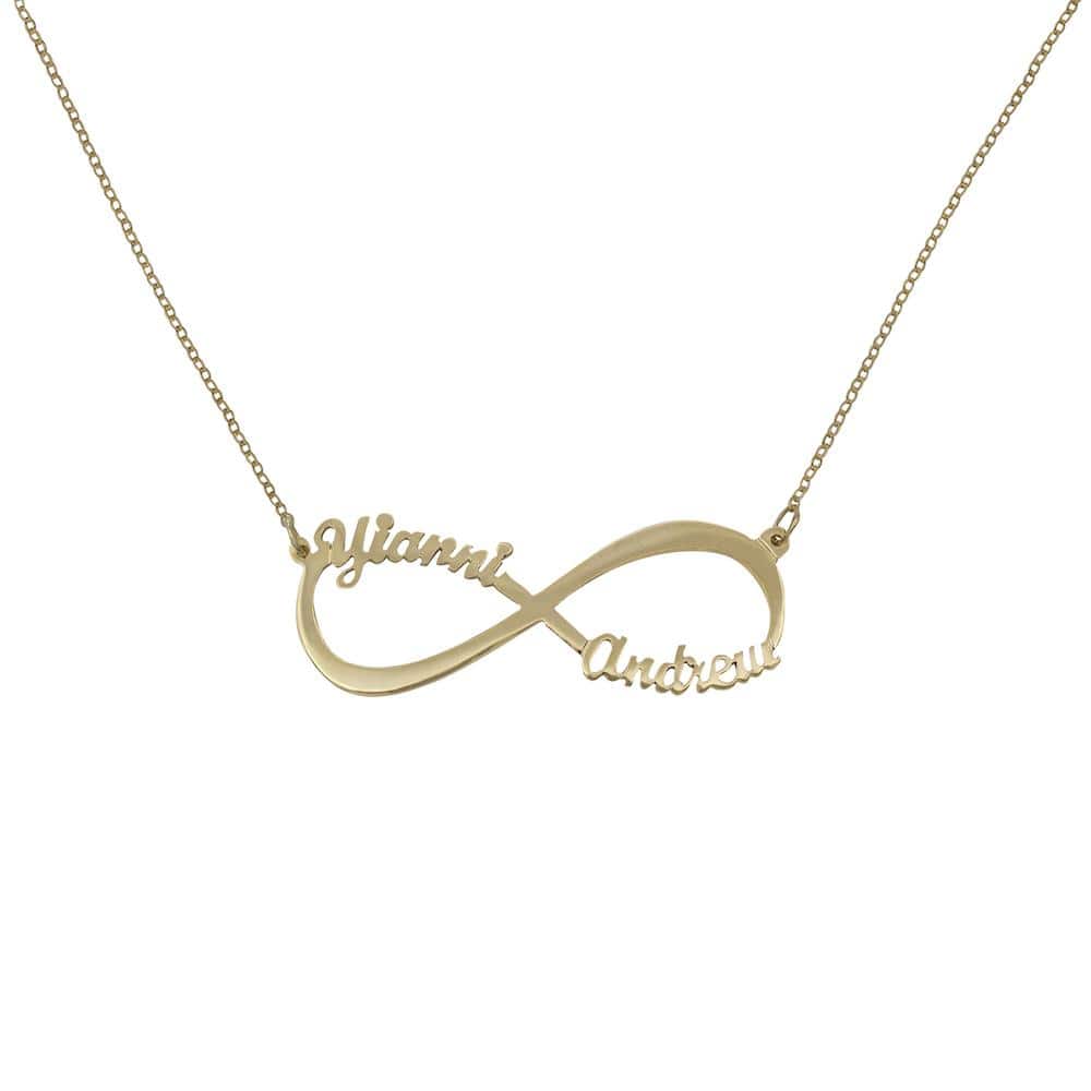 Ari&Lia Monogram & Trendy 18K Gold Over Silver 1.5” Script Infinity Couple Name Necklace NP30565-GPSS