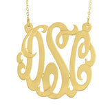 Ari&Lia Monogram & Trendy 18K Gold Over Silver 1.5" Three Letter Script Monogram Necklace ZC90832L-A-GPSS