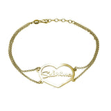 Ari&Lia Name Bracelet 18K Gold Over Silver Heart Name Bracelet NB91695-GPSS