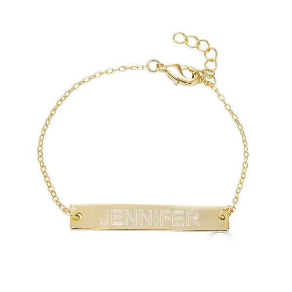 Ari&Lia Name Bracelet 18K Gold Over Silver Kids Engravable Bar Bracelet NB90651-GPSS