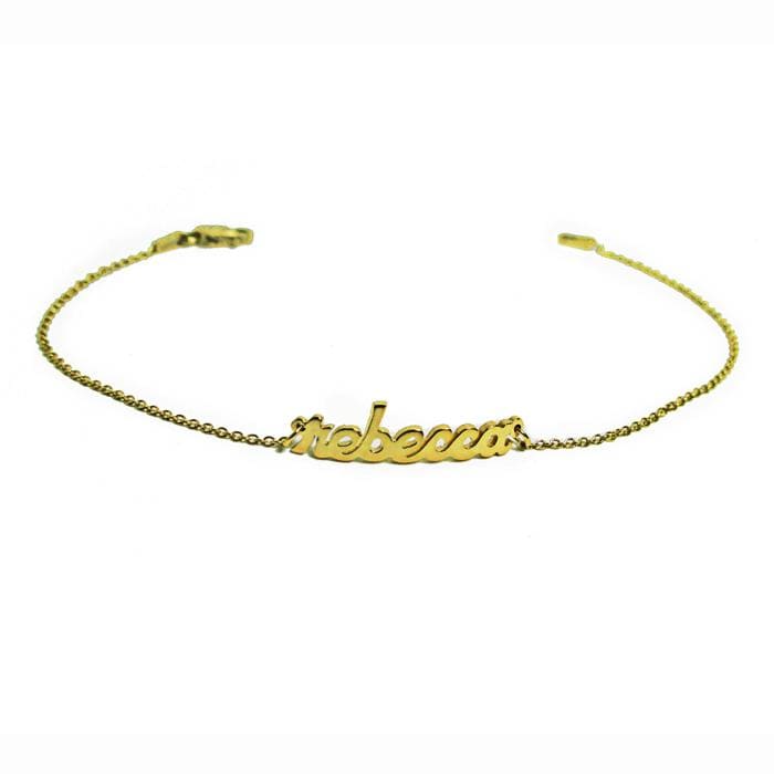 Ari&Lia Name Bracelet 18K Gold Over Silver Mini Script Kids Name Bracelet NB90043-SCRIPT-GPSS