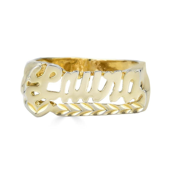 Ari&Lia Name Rings 18K Gold Over Silver Personalized Script Name Ring NR90629-GPSS